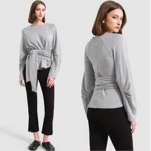 Modern Citizen Dree Tie Front French Terry Sweatshirt Size Large Heather Gray
